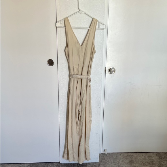 Old Navy Cream Jumpsuit with Belt - Picture 3 of 3
